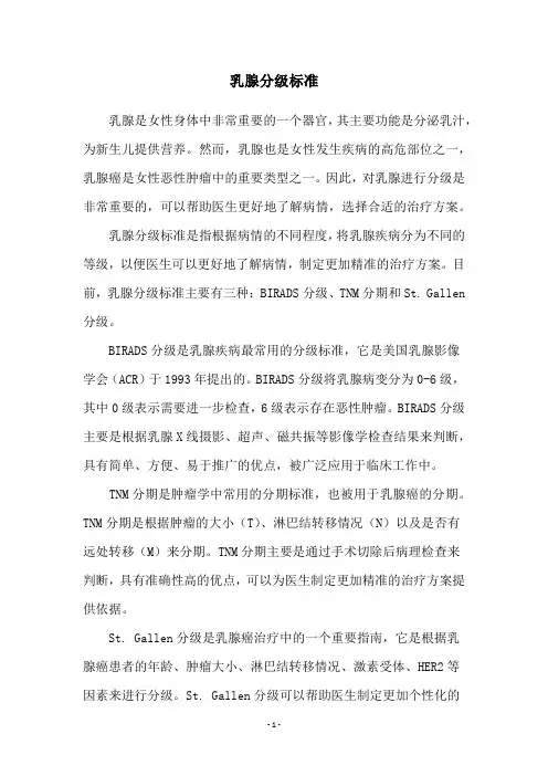 乳腺分级标准
