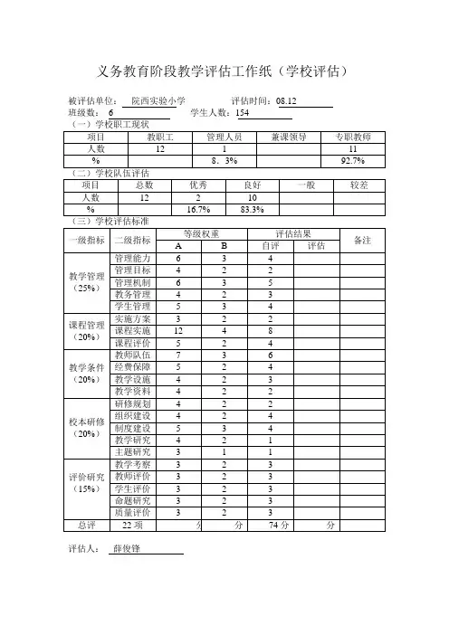 教学评估汇报