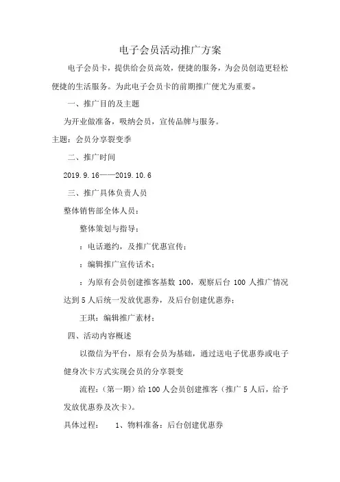 电子会员推广方案