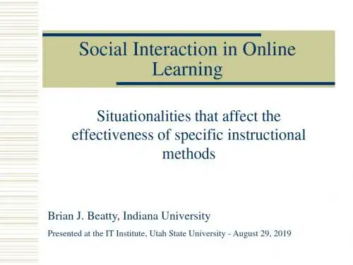 Social Interaction in Online Learning - San Francisco State …在网上学习的社会互动的三藩州…