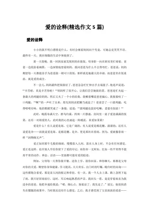 爱的诠释(精选作文5篇)