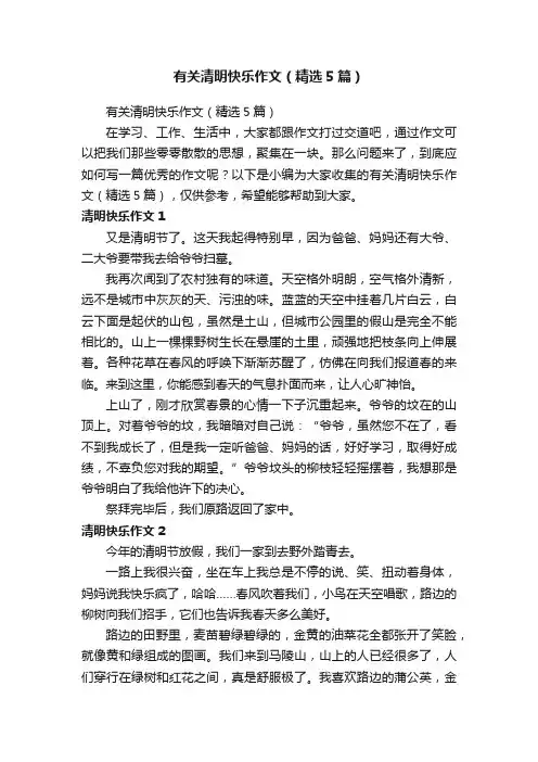 有关清明快乐作文（精选5篇）