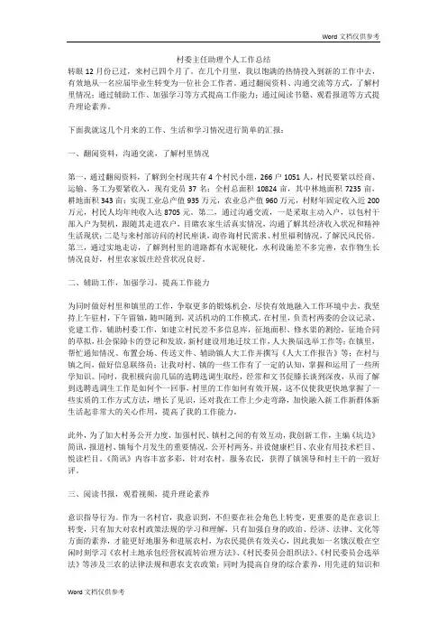 村委主任助理个人工作总结