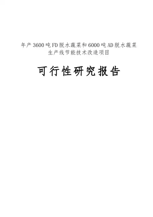 年产3600吨FD脱水蔬菜和6000吨AD脱水蔬菜生产线节能技术改造项目可行性实施报告
