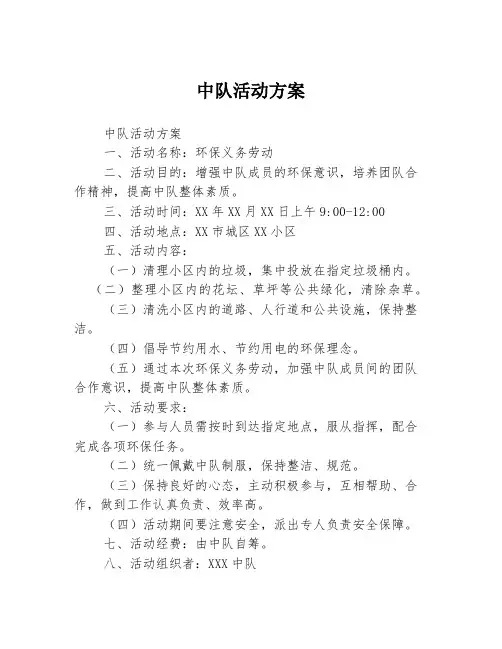 中队活动方案