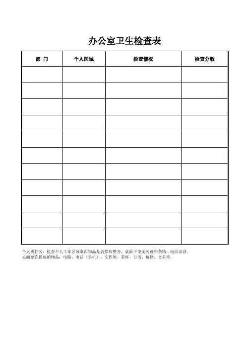 检查卫生表格