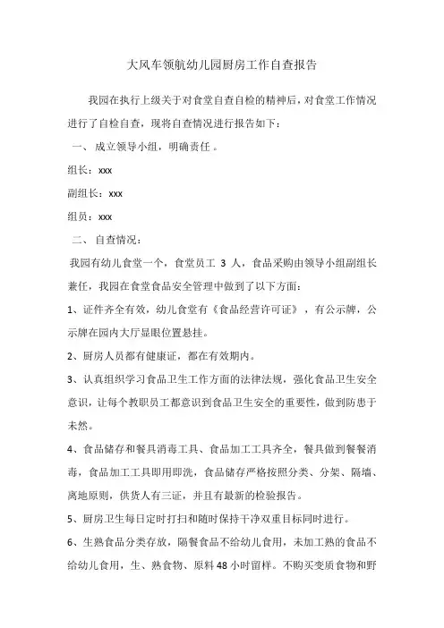食品自查报告