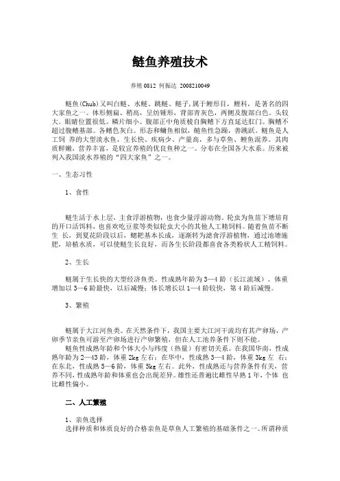 鲢鱼养殖技术