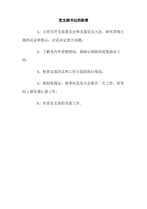 党支部书记的职责