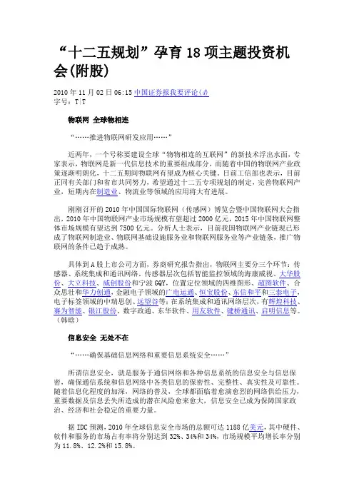 十二五孕育十八投资机会