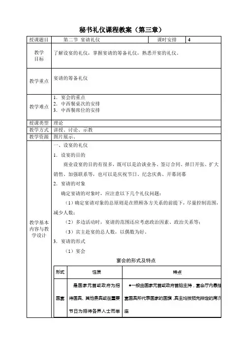 第三章 秘书交往礼仪 第二节 宴请礼仪