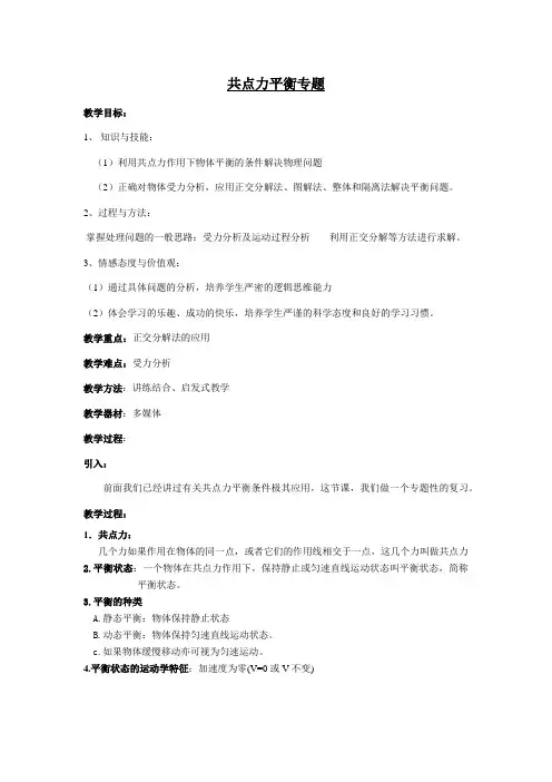 共点力平衡专题(高一物理专题课)