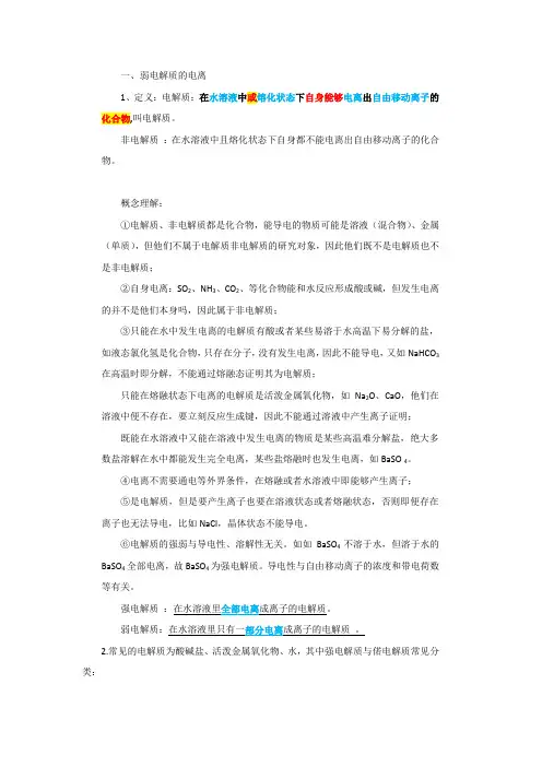 弱电解质的电离平衡知识点