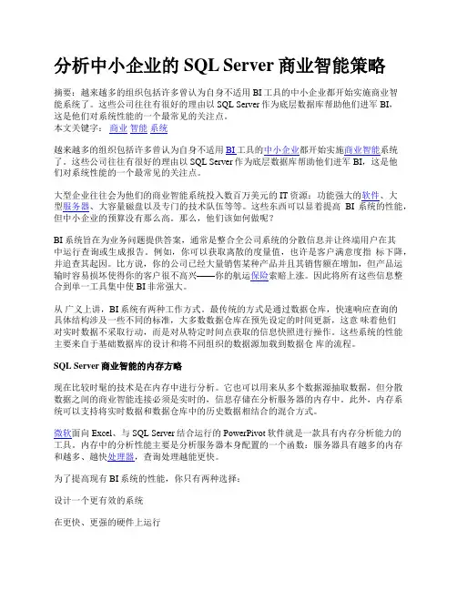 分析中小企业的SQL Server商业智能策略