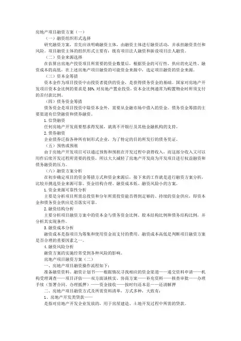房地产项目融资方案