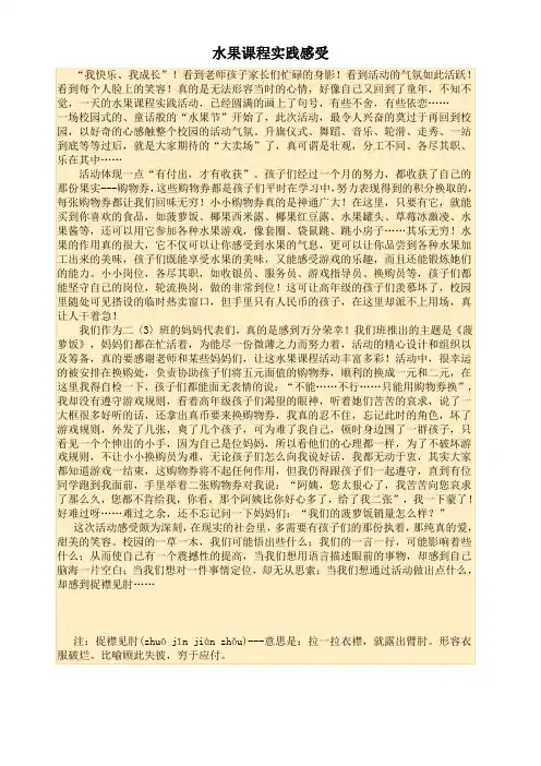 水果课程实践感受