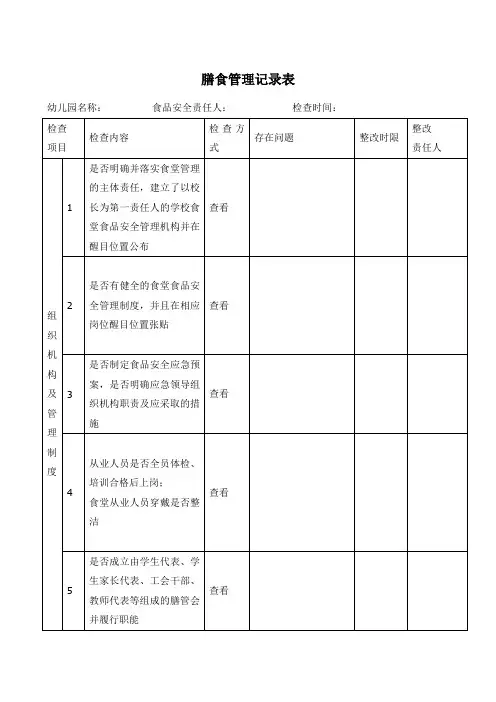 膳食管理记录