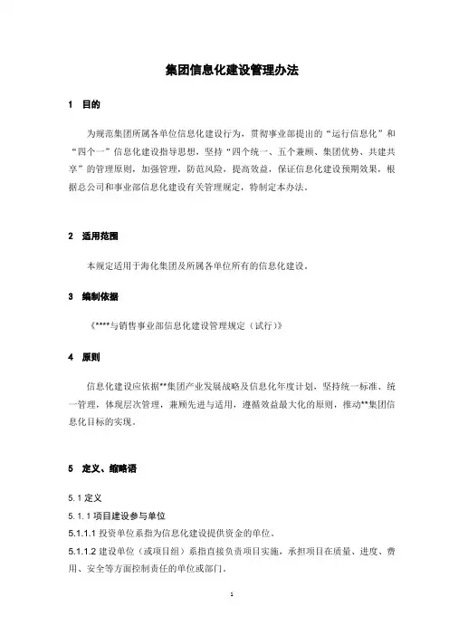 集团信息化建设管理办法(试行)