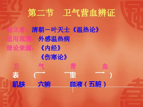 中医诊断学 第六章 其他辩证(二 卫气营血辩证)