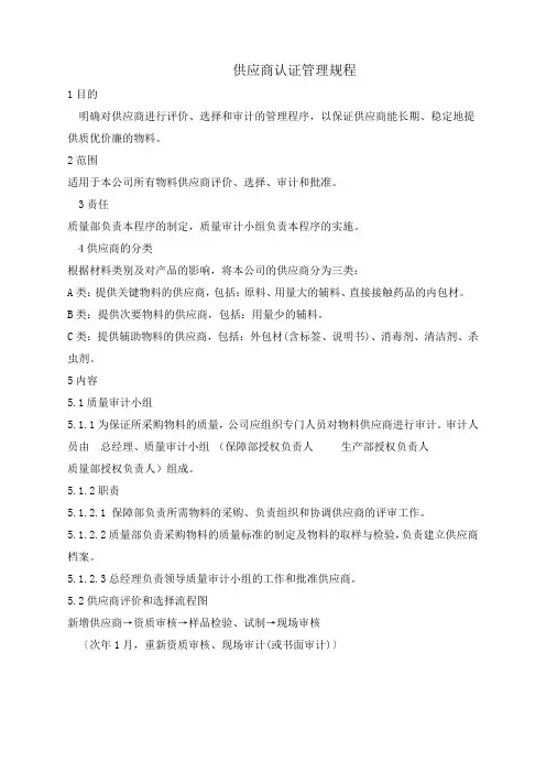 供应商认证管理规程