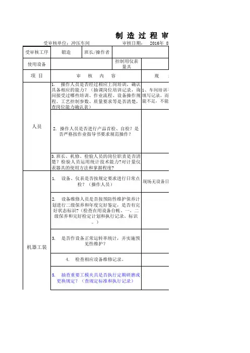 机械制造过程审核
