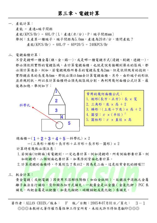 电镀计算