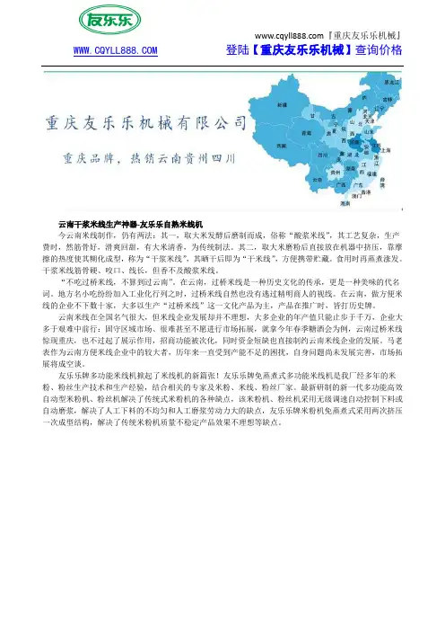 云南干浆米线生产神器-友乐乐自熟米线机