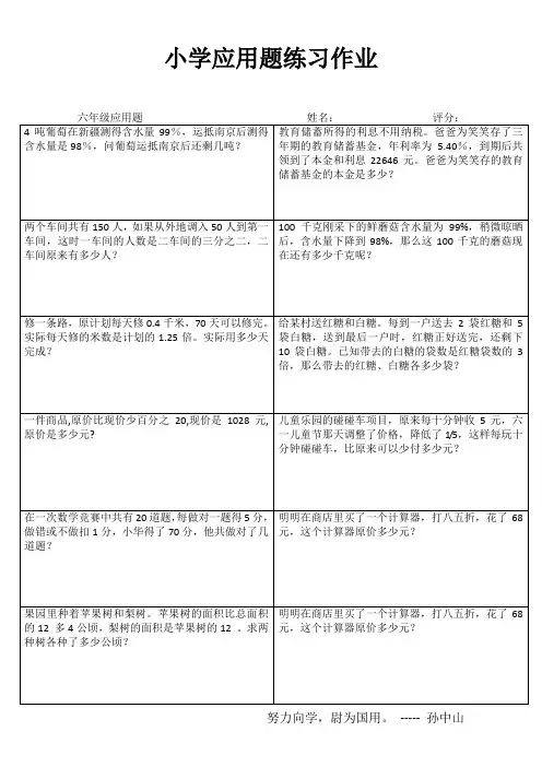 小学六年级数学自我提高VI (64)