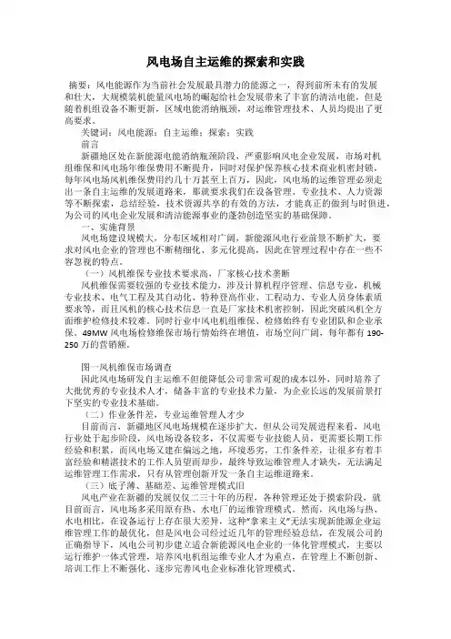 风电场自主运维的探索和实践