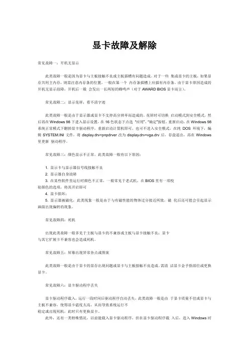 电脑显卡故障