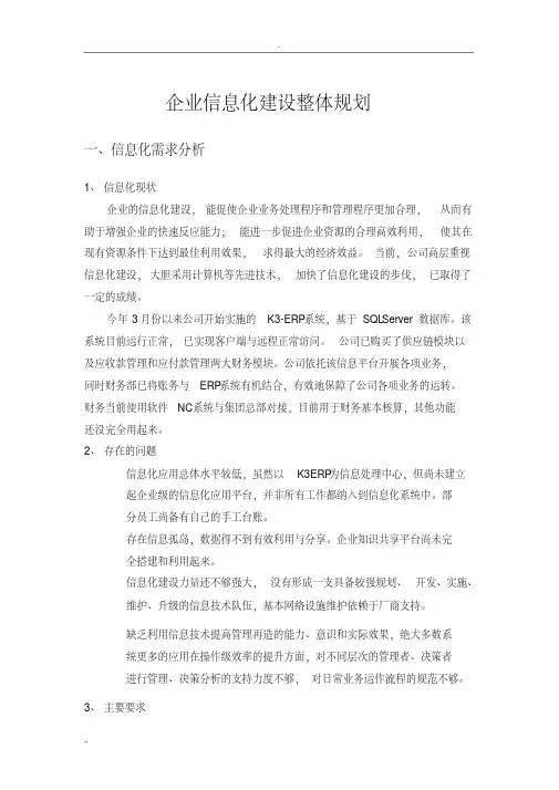 企业信息化建设设计方案