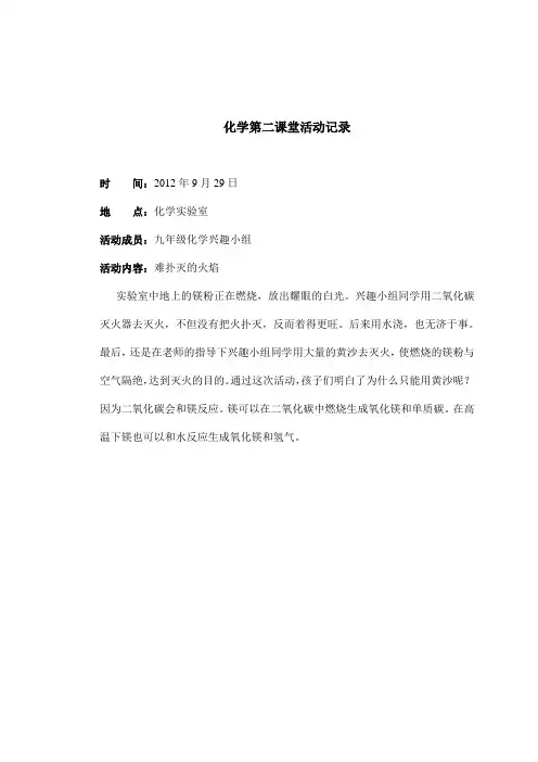 化学第二课堂活动记录