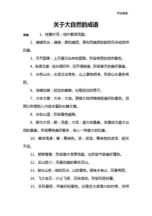 关于大自然的成语