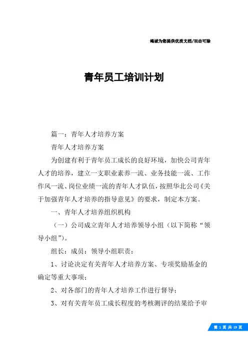 青年员工培训计划