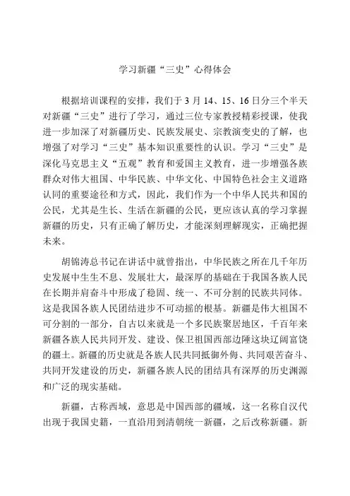 学习新疆三史心得体会
