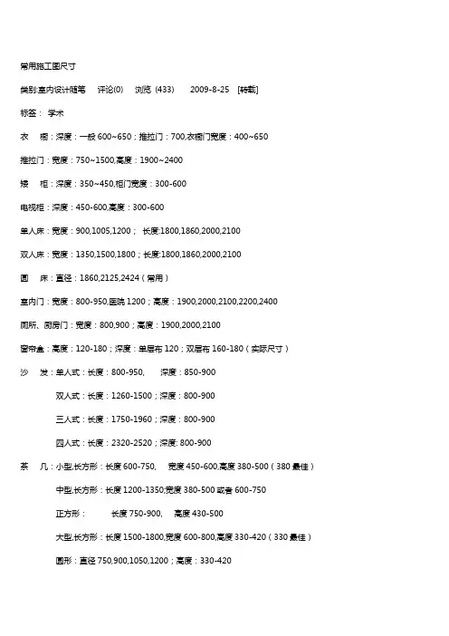 常用施工图尺寸