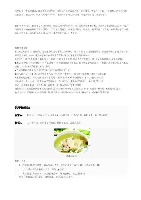 鸽子汤做法