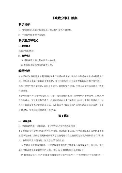 《减数分裂》教案1