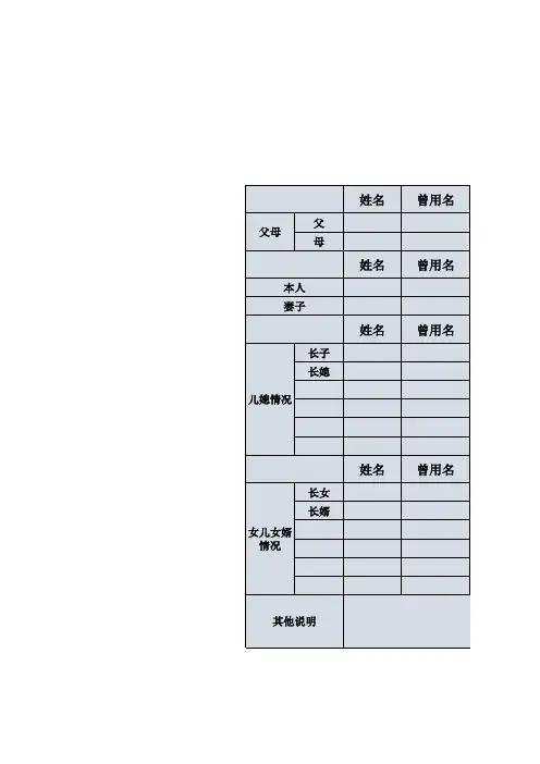 家族族谱登记表