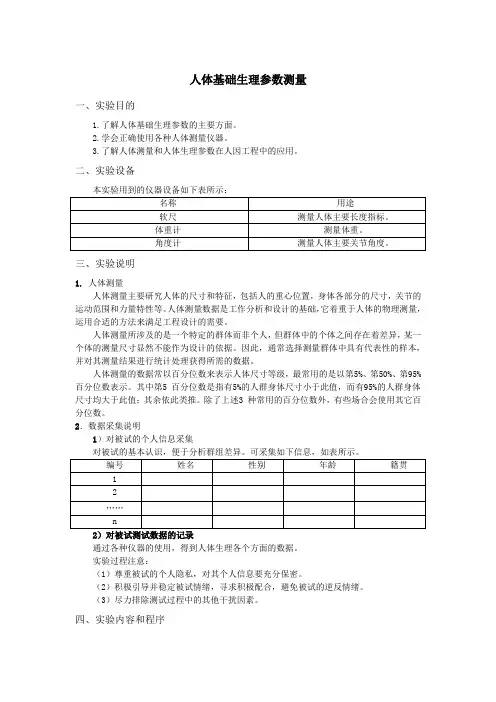 人体基础生理参数测量