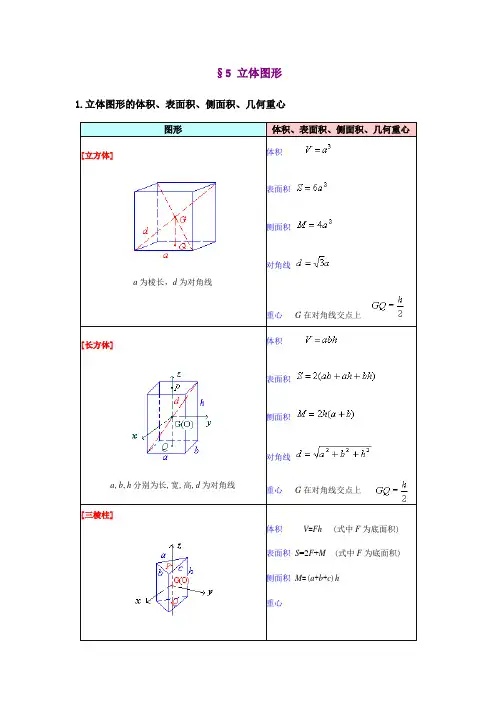 立体图形体积计算