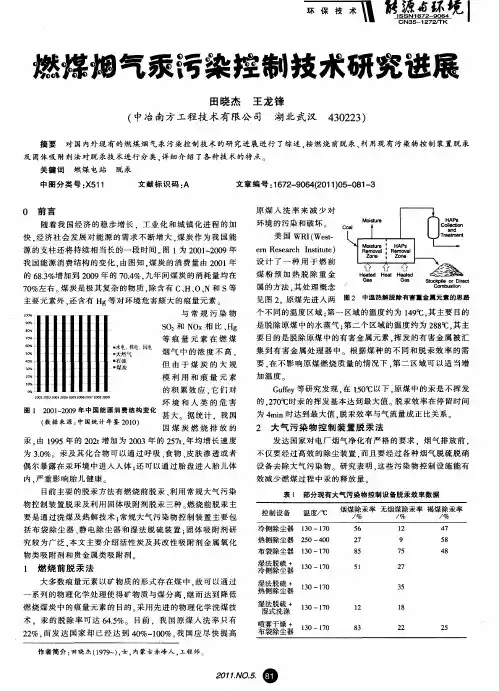 燃煤烟气汞污染控制技术研究进展