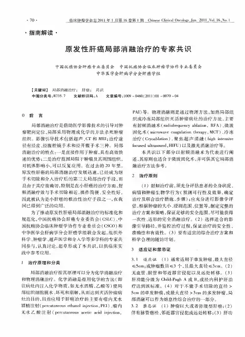 原发性肝癌局部消融治疗的专家共识
