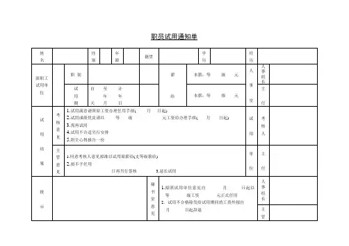 职员试用通知单-模板