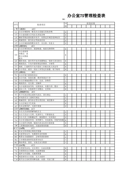 办公室7S检查表