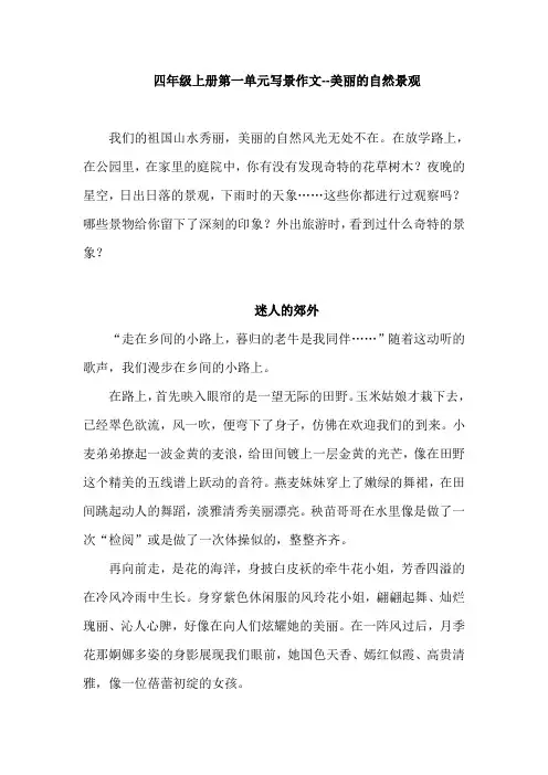 四年级上册第一单元写景作文--美丽的自然景观