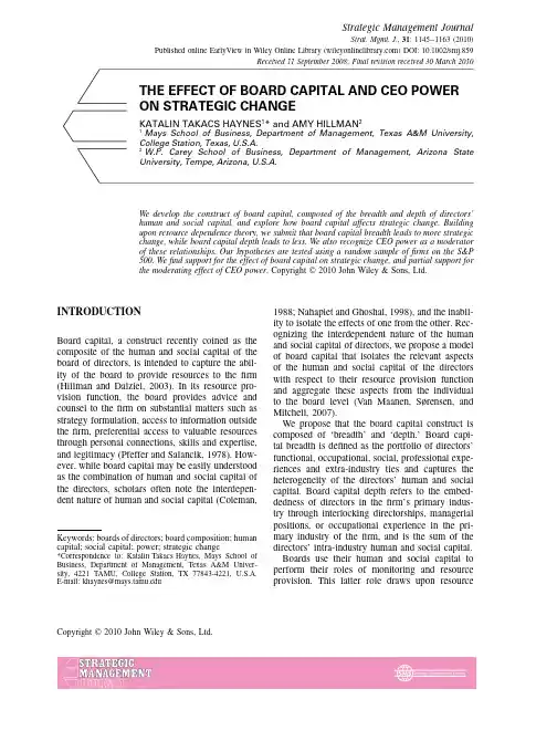 The Effect of Board Capital and CEO Power on Strategic Change