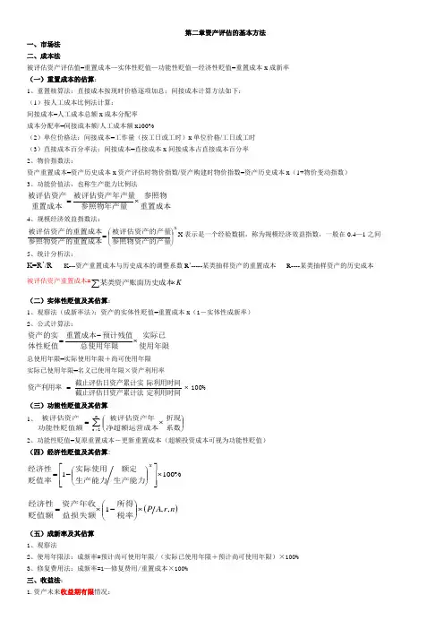 会计自考本科《资产评估》公式