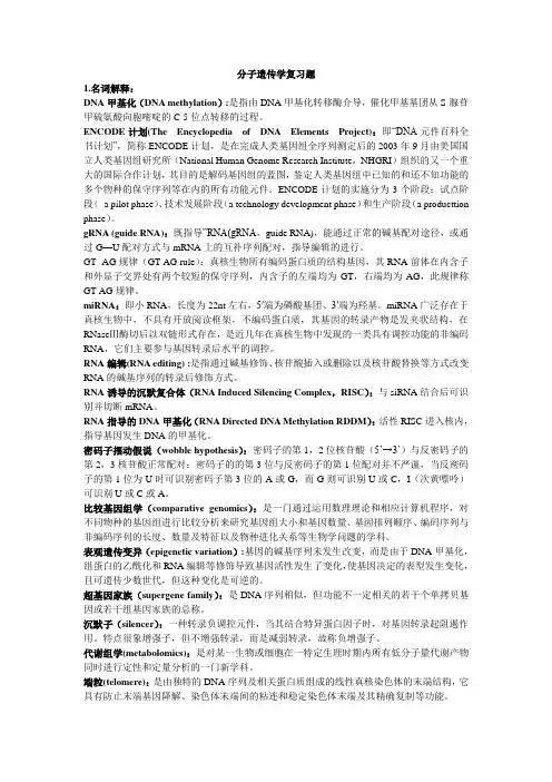 分子遗传学复习题及答案-