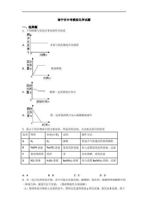 南宁市中考模拟化学试题